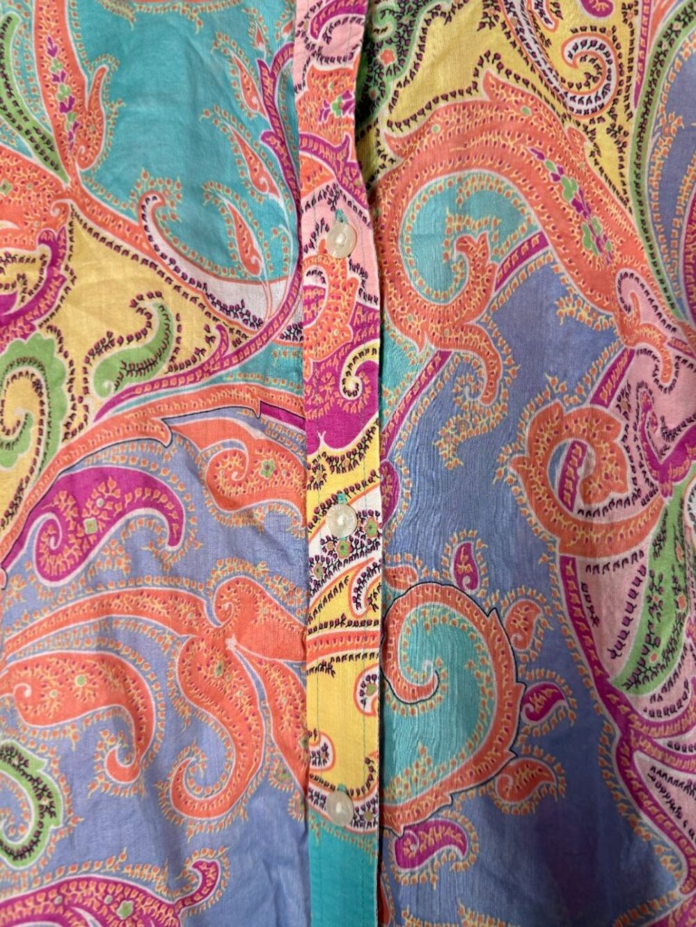 LAUREN RALPH LAUREN Womens Multicolor Paisley Button Down Shirt 1X Long Sleeve - Picture 2 of 8